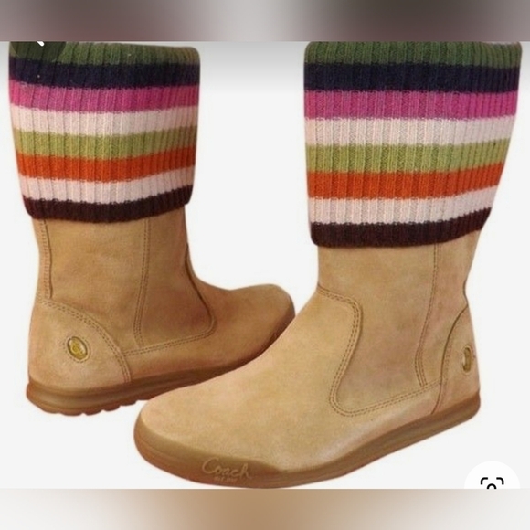 COACH Beige Multi Suede Wool Top over cuff Tatum - Picture 1 of 12